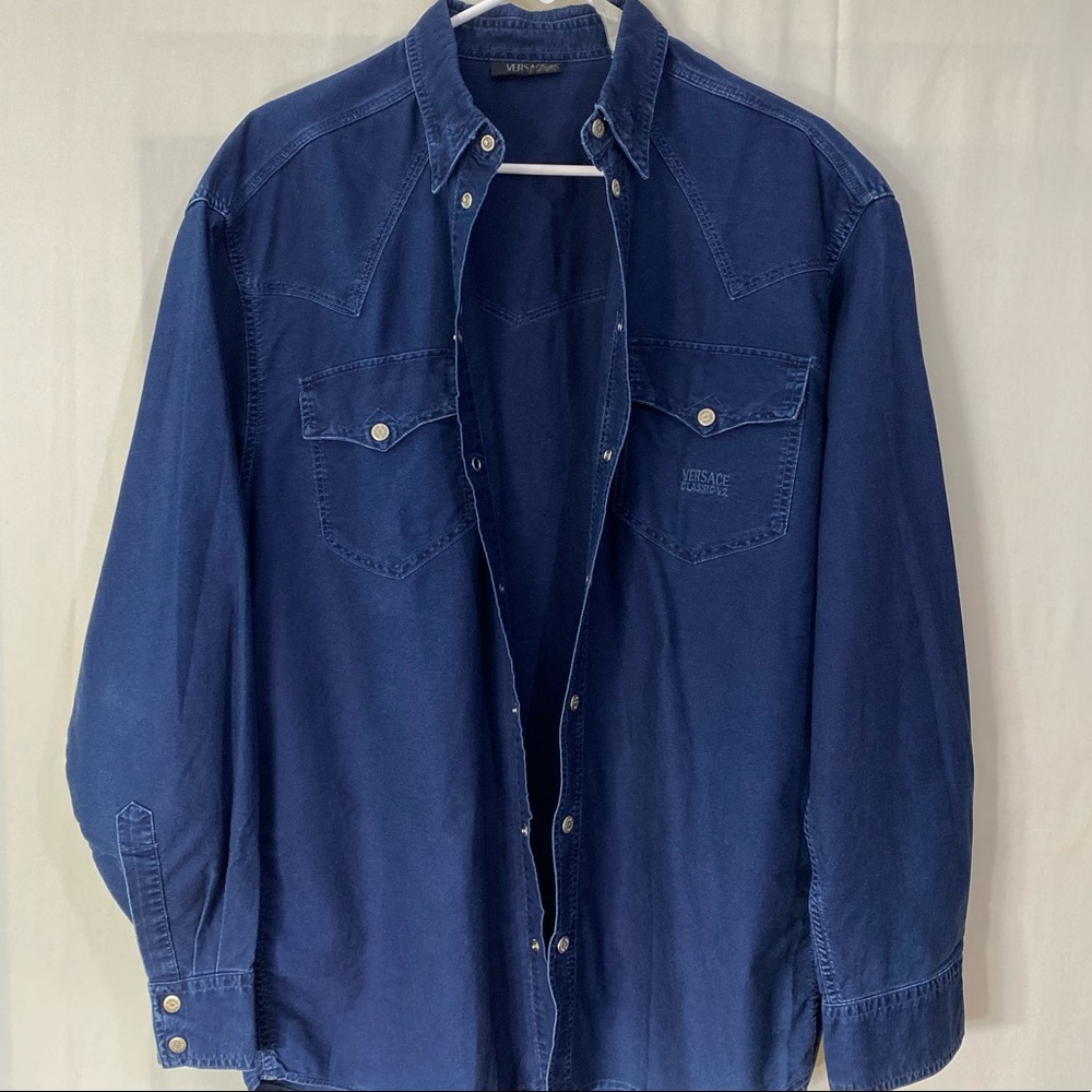 Versace Men’s Classic V2 Blue Denim Shirt